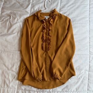 Bar III Mustard Ruffle Blouse